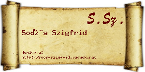 Soós Szigfrid névjegykártya